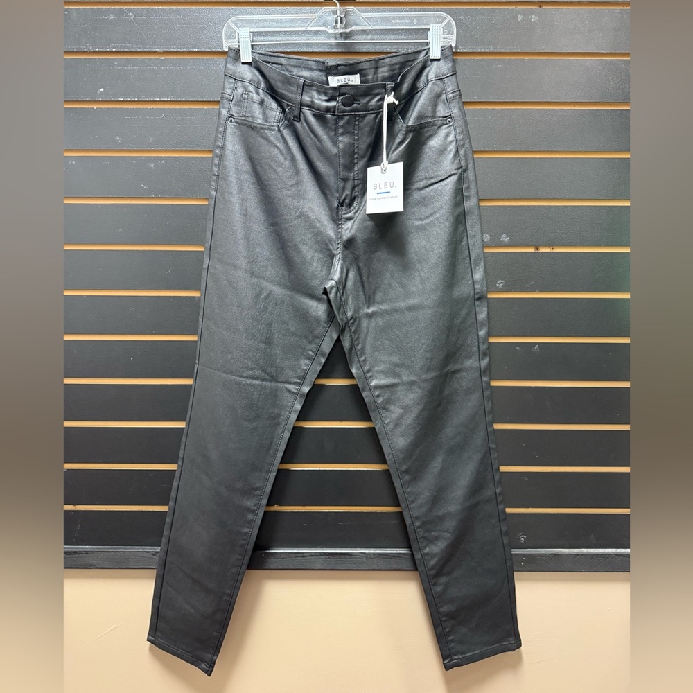 BLEU Coated Pants Black Skinny Stretch High Rise Size 14 NWT